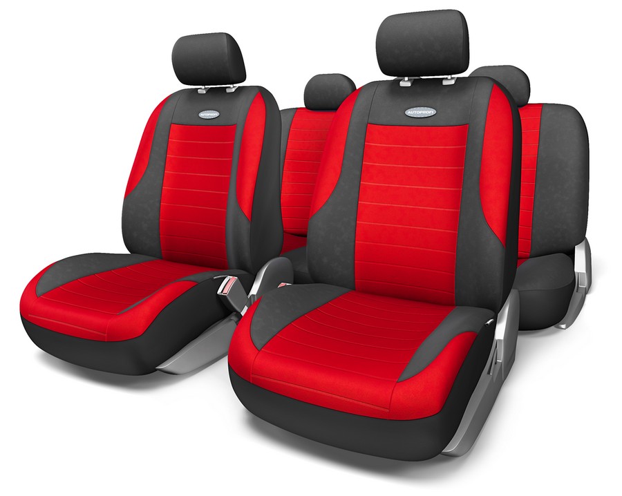 Черно-красные защитные чехлы для автомобильных сидений